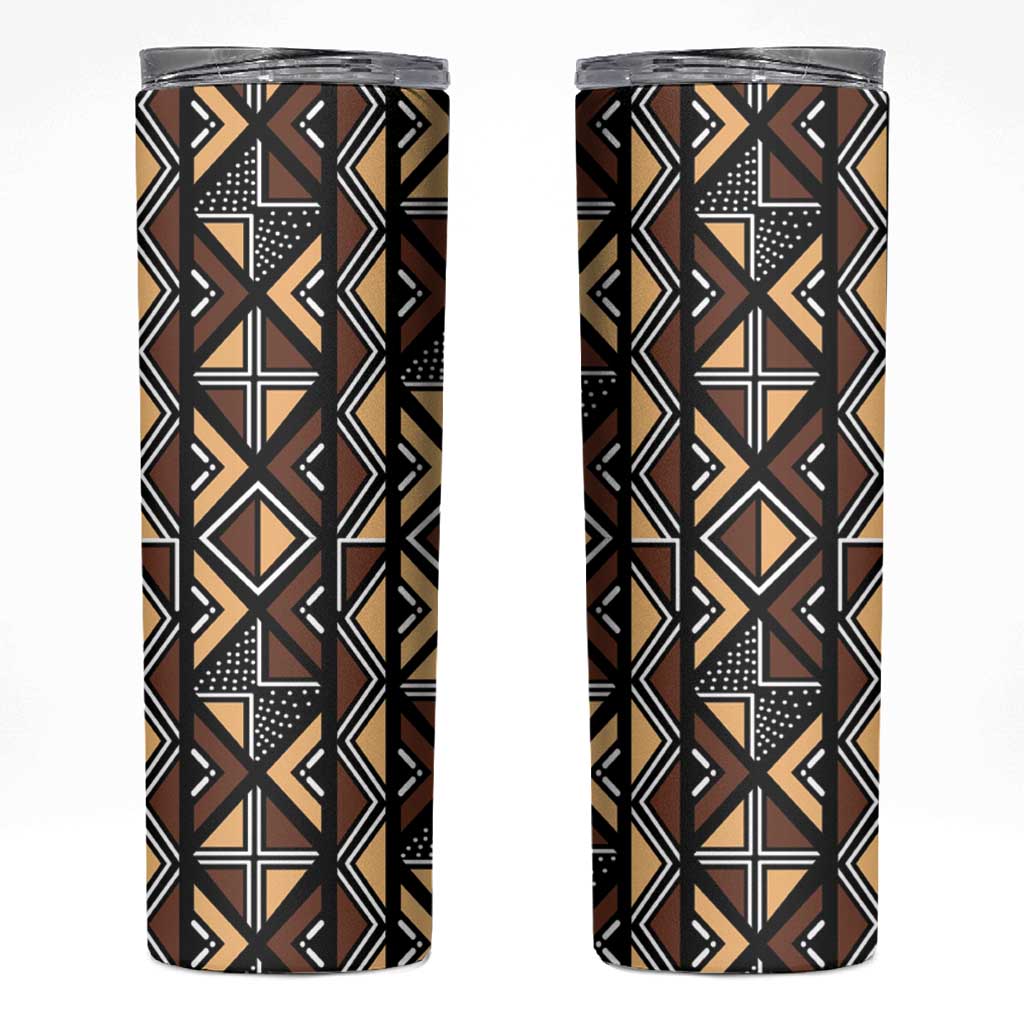 Mali Mud Cloth Legacy Pattern Skinny Tumbler Ethnic Geometry Style - Wonder Print Shop