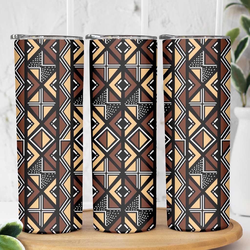 Mali Mud Cloth Legacy Pattern Skinny Tumbler Ethnic Geometry Style - Wonder Print Shop