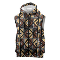 Mali Mud Cloth Legacy Pattern Sleeveless Hoodie Ethnic Geometry Style - Wonder Print Shop