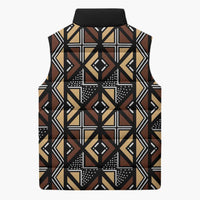 Mali Mud Cloth Legacy Pattern Sleeveless Puffer Jacket Ethnic Geometry Style - Wonder Print Shop