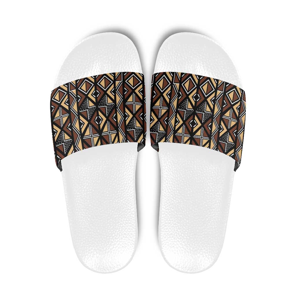 Mali Mud Cloth Legacy Pattern Slide Sandals Ethnic Geometry Style - Wonder Print Shop