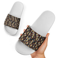 Mali Mud Cloth Legacy Pattern Slide Sandals Ethnic Geometry Style - Wonder Print Shop