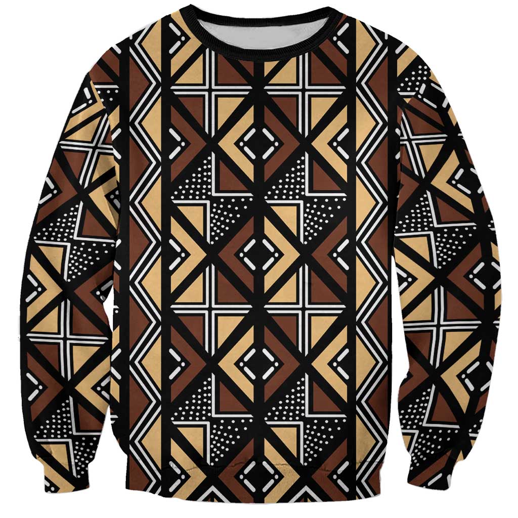 Mali Mud Cloth Legacy Pattern Sweatshirt Ethnic Geometry Style - Wonder Print Shop