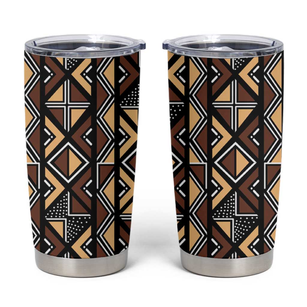 Mali Mud Cloth Legacy Pattern Tumbler Cup Ethnic Geometry Style - Wonder Print Shop