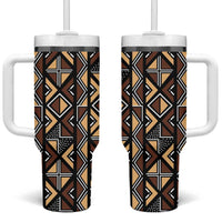Mali Mud Cloth Legacy Pattern Tumbler With Handle Ethnic Geometry Style - Wonder Print Shop