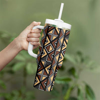 Mali Mud Cloth Legacy Pattern Tumbler With Handle Ethnic Geometry Style - Wonder Print Shop