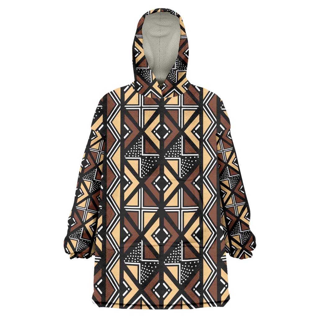 Mali Mud Cloth Legacy Pattern Wearable Blanket Hoodie Ethnic Geometry Style - Wonder Print Shop