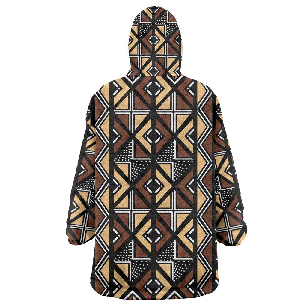 Mali Mud Cloth Legacy Pattern Wearable Blanket Hoodie Ethnic Geometry Style - Wonder Print Shop