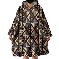 Mali Mud Cloth Legacy Pattern Wearable Blanket Hoodie Ethnic Geometry Style - Wonder Print Shop