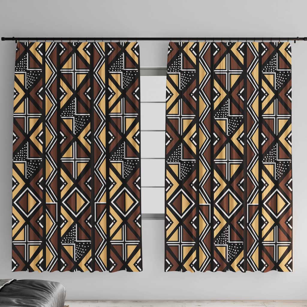 Mali Mud Cloth Legacy Pattern Window Curtain Ethnic Geometry Style - Wonder Print Shop