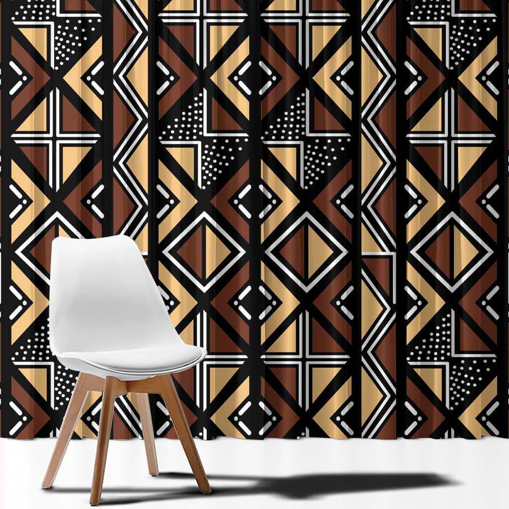 Mali Mud Cloth Legacy Pattern Window Curtain Ethnic Geometry Style - Wonder Print Shop