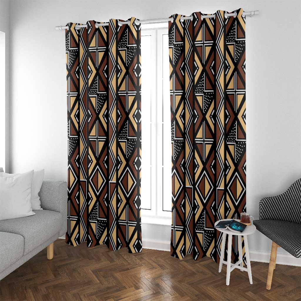 Mali Mud Cloth Legacy Pattern Window Curtain Ethnic Geometry Style - Wonder Print Shop