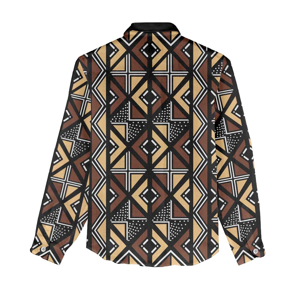 Mali Mud Cloth Legacy Pattern Women Casual Shirt Ethnic Geometry Style - Wonder Print Shop