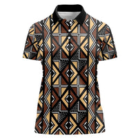 Mali Mud Cloth Legacy Pattern Women Polo Shirt Ethnic Geometry Style - Wonder Print Shop