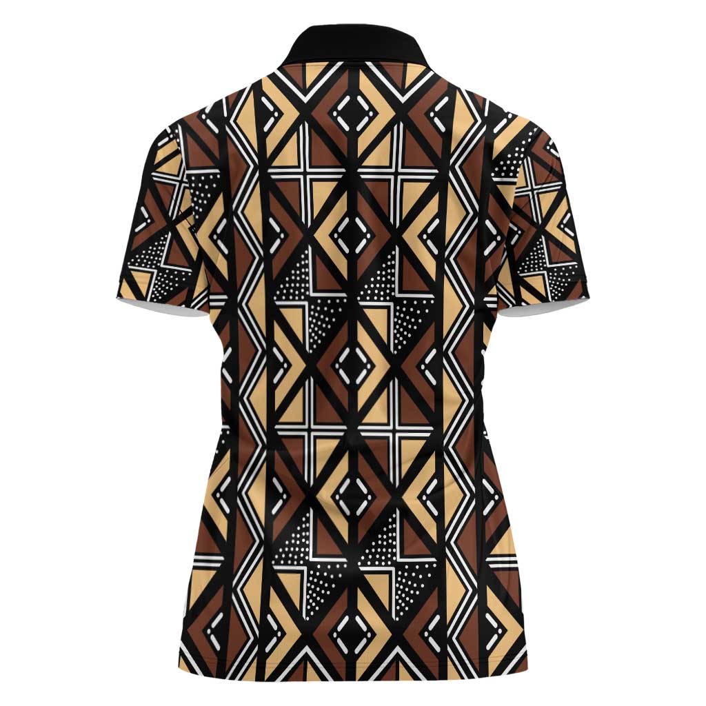 Mali Mud Cloth Legacy Pattern Women Polo Shirt Ethnic Geometry Style - Wonder Print Shop