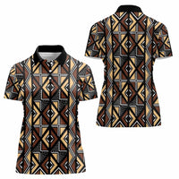Mali Mud Cloth Legacy Pattern Women Polo Shirt Ethnic Geometry Style - Wonder Print Shop