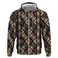 Mali Mud Cloth Legacy Pattern Zip Hoodie Ethnic Geometry Style - Wonder Print Shop