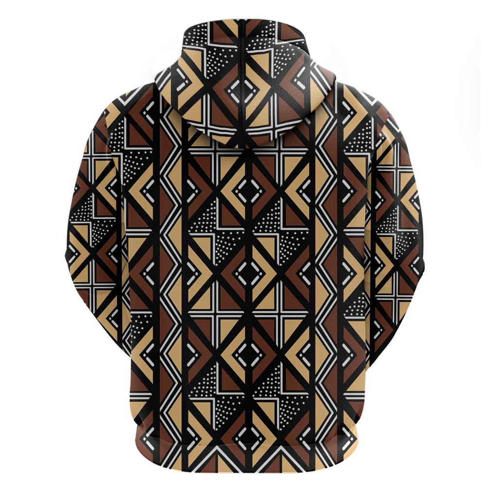 Mali Mud Cloth Legacy Pattern Zip Hoodie Ethnic Geometry Style - Wonder Print Shop