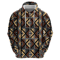 Mali Mud Cloth Legacy Pattern Zip Hoodie Ethnic Geometry Style - Wonder Print Shop