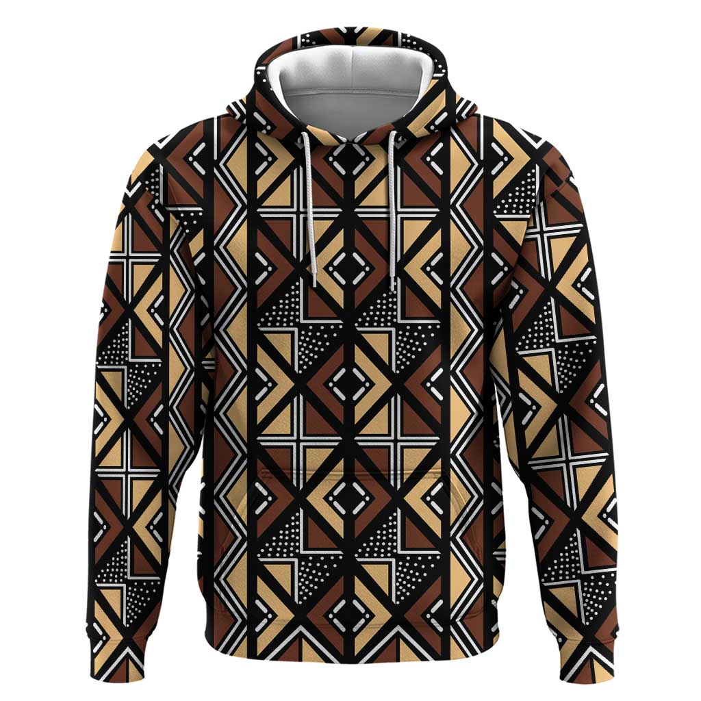 Mali Mud Cloth Legacy Pattern Zip Hoodie Ethnic Geometry Style - Wonder Print Shop