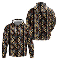 Mali Mud Cloth Legacy Pattern Zip Hoodie Ethnic Geometry Style - Wonder Print Shop