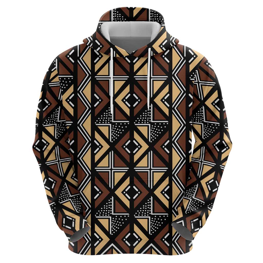 Mali Mud Cloth Legacy Pattern Zip Hoodie Ethnic Geometry Style - Wonder Print Shop