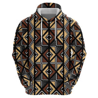 Mali Mud Cloth Legacy Pattern Zip Hoodie Ethnic Geometry Style - Wonder Print Shop