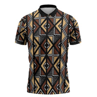 Mali Mud Cloth Legacy Pattern Zipper Polo Shirt Ethnic Geometry Style - Wonder Print Shop