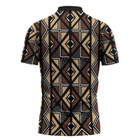 Mali Mud Cloth Legacy Pattern Zipper Polo Shirt Ethnic Geometry Style - Wonder Print Shop
