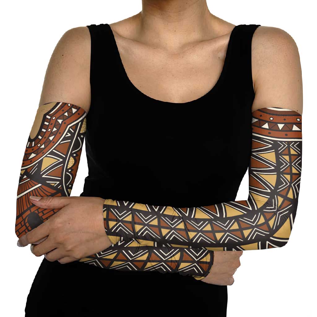 Mali Mud Cloth African Village Arm Sleeves Ethnic Geometry Style - Wonder Print Shop