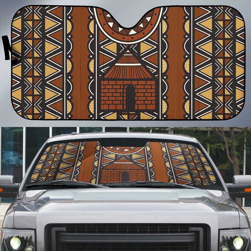 Mali Mud Cloth African Village Auto Sun Shade Ethnic Geometry Style - Wonder Print Shop