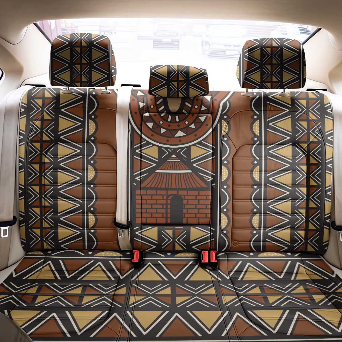 Mali Mud Cloth African Village Back Car Seat Cover Ethnic Geometry Style - Wonder Print Shop