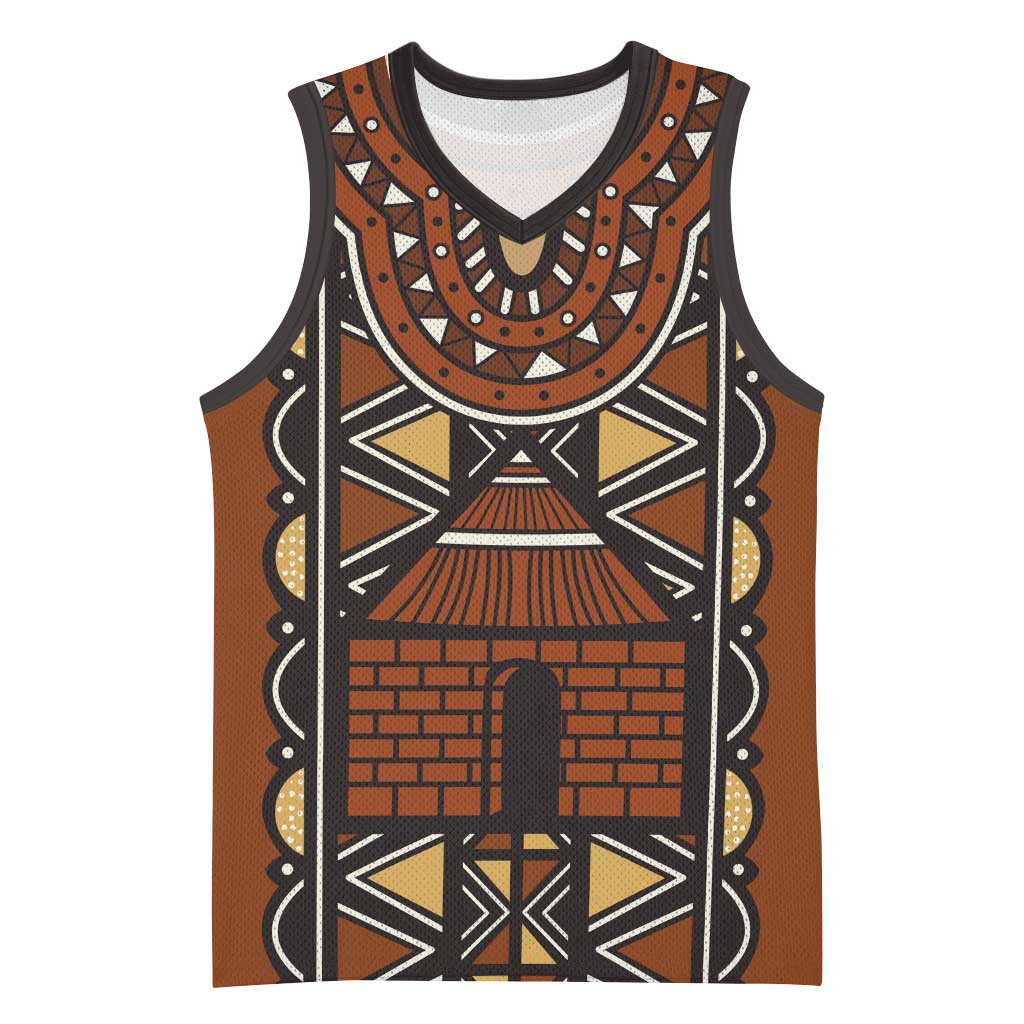 Mali Mud Cloth African Village Basketball Jersey Ethnic Geometry Style - Wonder Print Shop