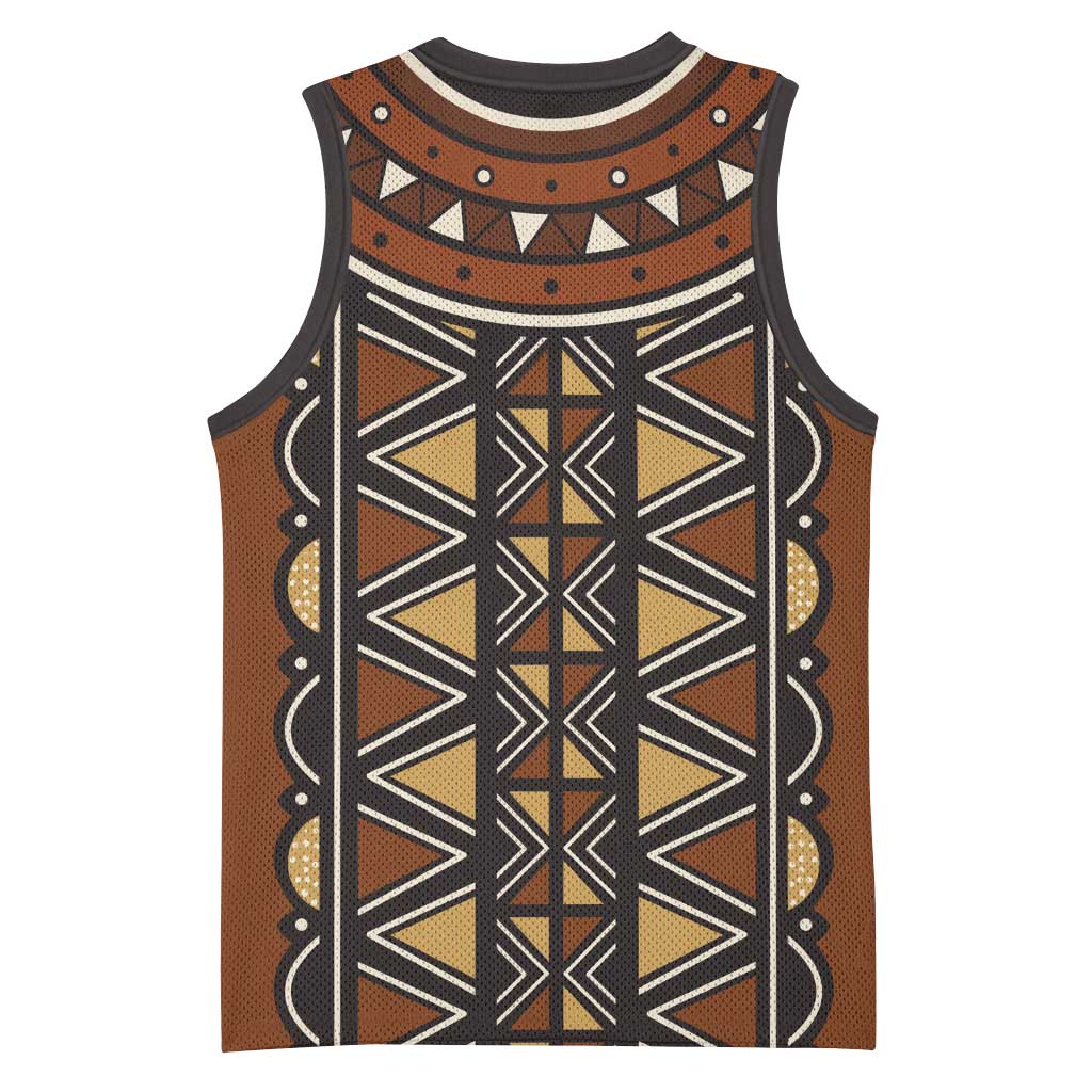 Mali Mud Cloth African Village Basketball Jersey Ethnic Geometry Style - Wonder Print Shop