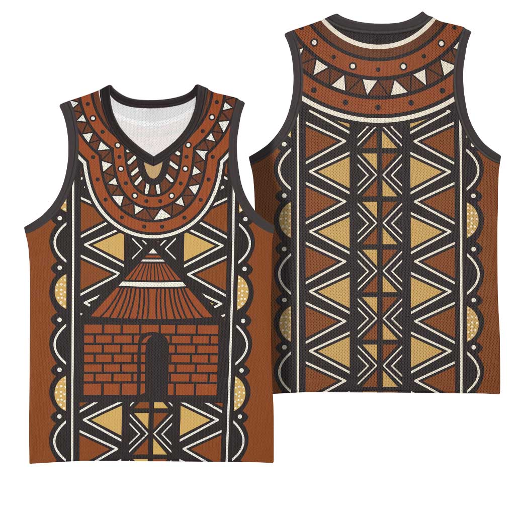 Mali Mud Cloth African Village Basketball Jersey Ethnic Geometry Style - Wonder Print Shop