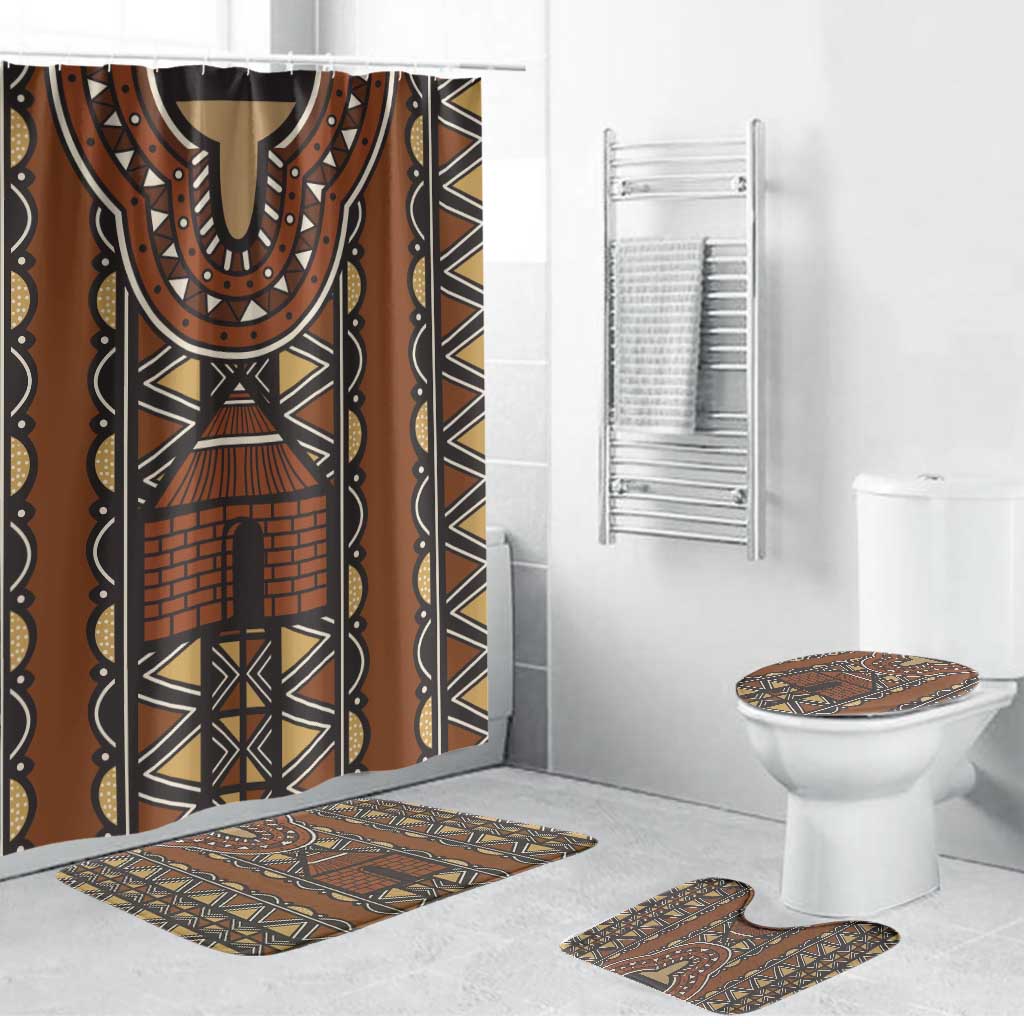 Mali Mud Cloth African Village Bathroom Set Ethnic Geometry Style - Wonder Print Shop