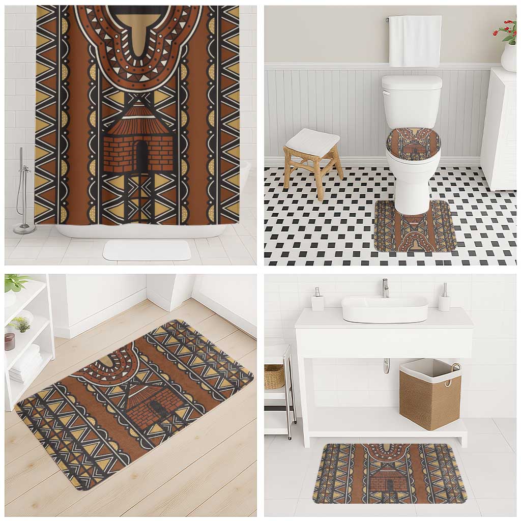 Mali Mud Cloth African Village Bathroom Set Ethnic Geometry Style - Wonder Print Shop