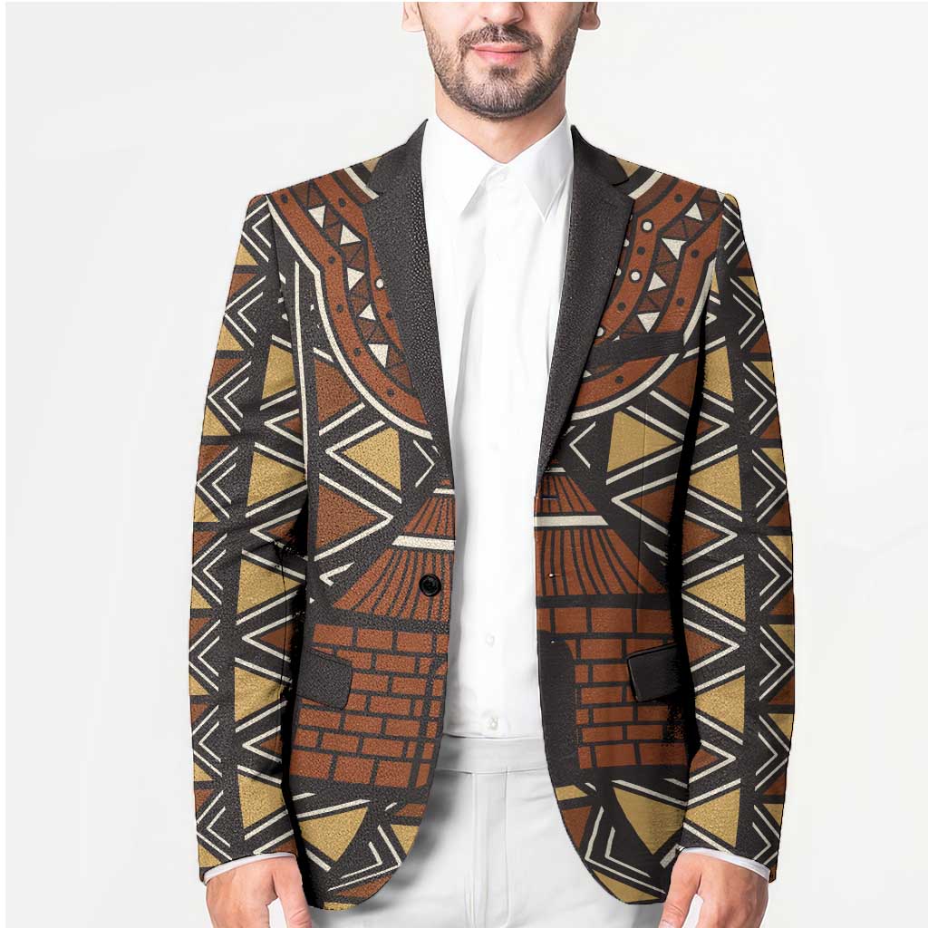 Mali Mud Cloth African Village Blazer Ethnic Geometry Style - Wonder Print Shop