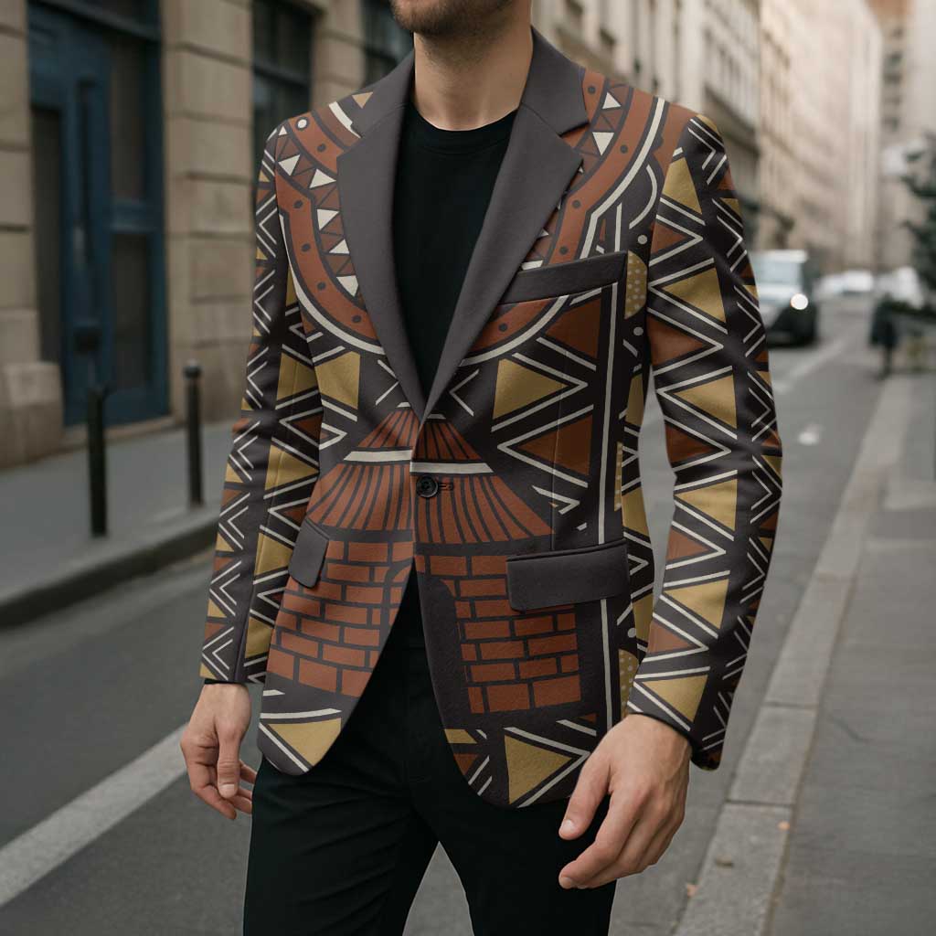 Mali Mud Cloth African Village Blazer Ethnic Geometry Style - Wonder Print Shop