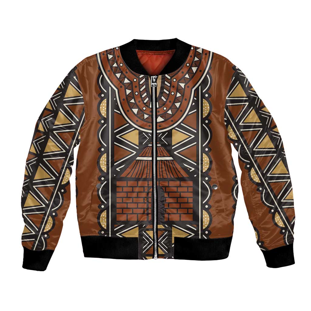 Mali Mud Cloth African Village Bomber Jacket Ethnic Geometry Style - Wonder Print Shop