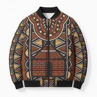 Mali Mud Cloth African Village Bomber Puffer Jacket Ethnic Geometry Style - Wonder Print Shop