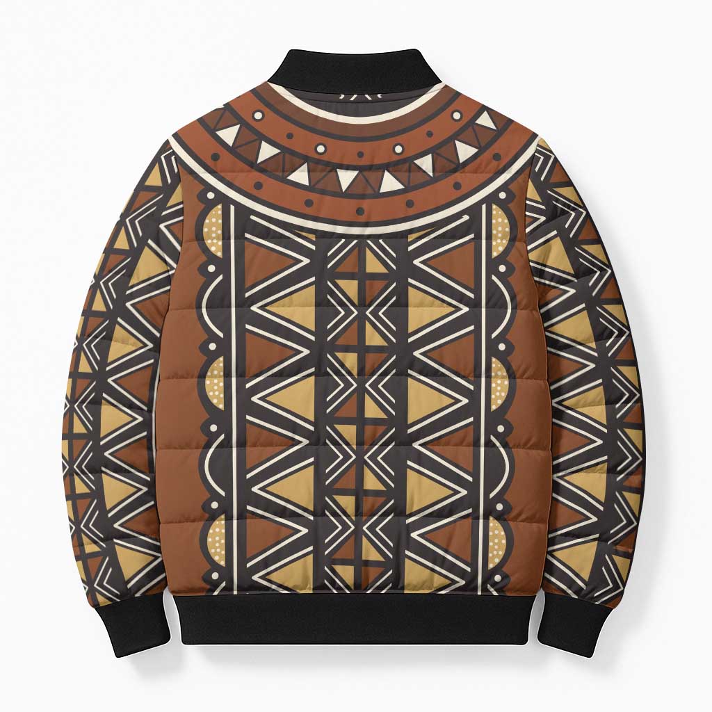 Mali Mud Cloth African Village Bomber Puffer Jacket Ethnic Geometry Style - Wonder Print Shop