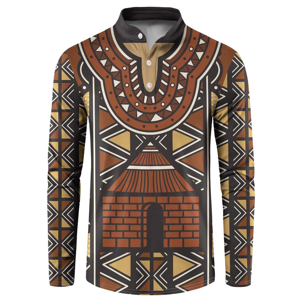 Mali Mud Cloth African Village Button Sweatshirt Ethnic Geometry Style - Wonder Print Shop