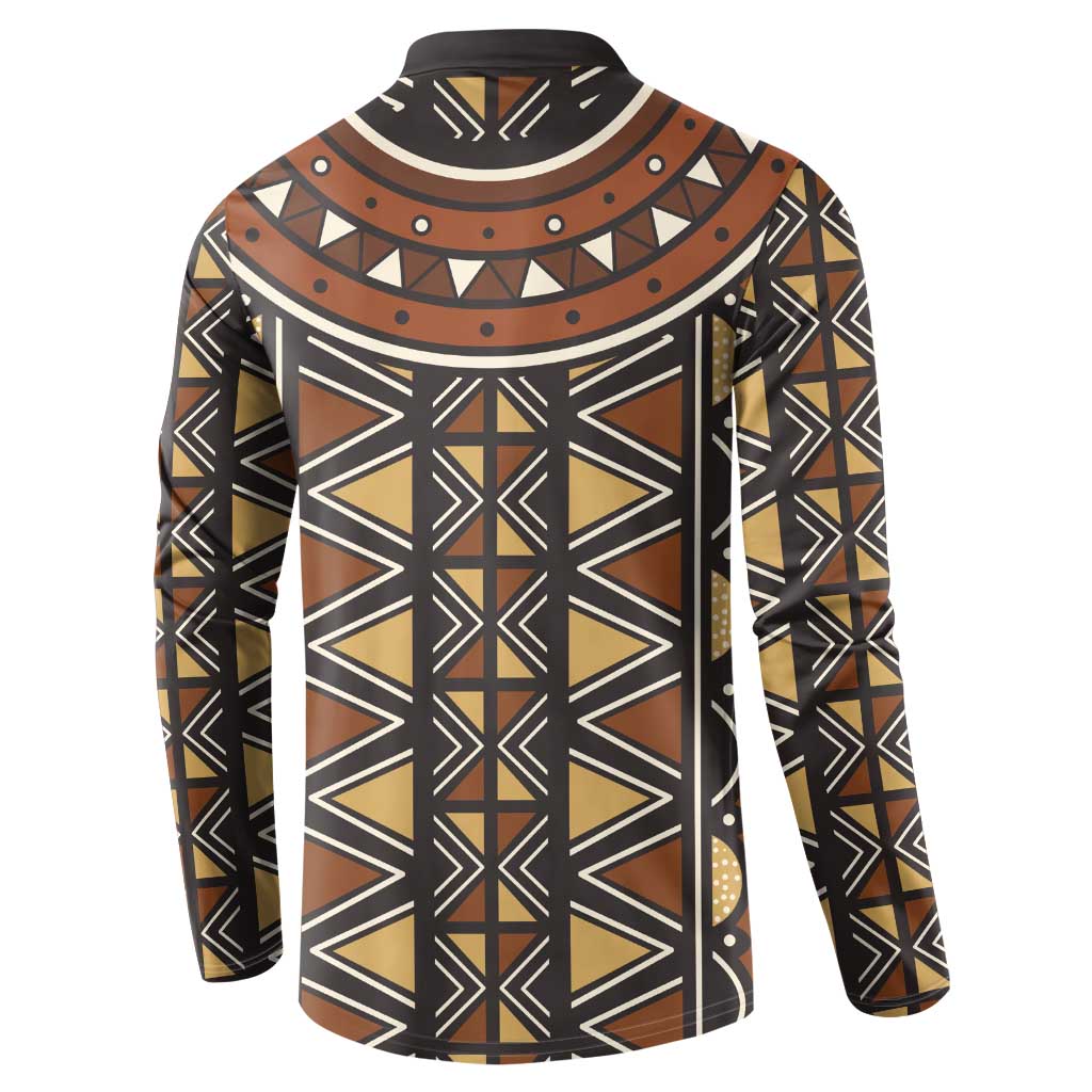 Mali Mud Cloth African Village Button Sweatshirt Ethnic Geometry Style - Wonder Print Shop