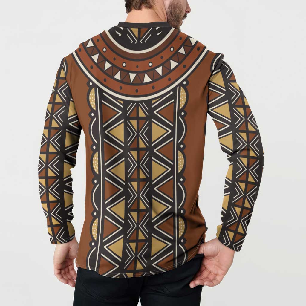 Mali Mud Cloth African Village Button Sweatshirt Ethnic Geometry Style - Wonder Print Shop