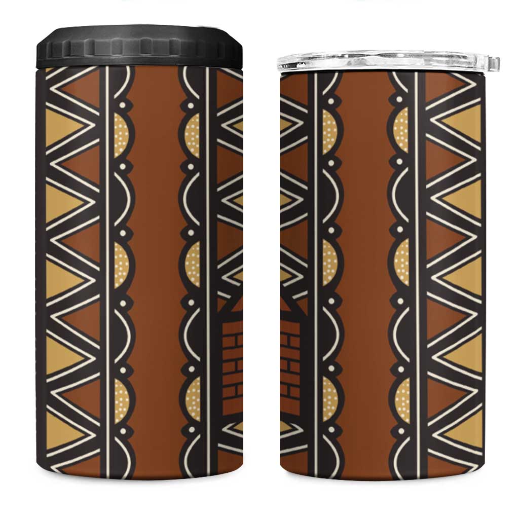Mali Mud Cloth African Village 4 in 1 Can Cooler Tumbler Ethnic Geometry Style - Wonder Print Shop