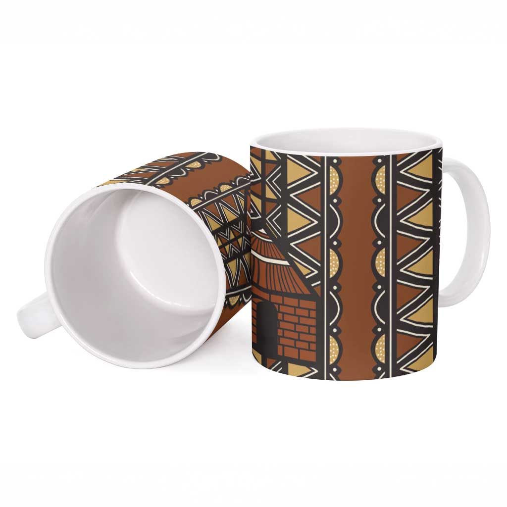Mali Mud Cloth African Village Ceramic Mug Ethnic Geometry Style - Wonder Print Shop