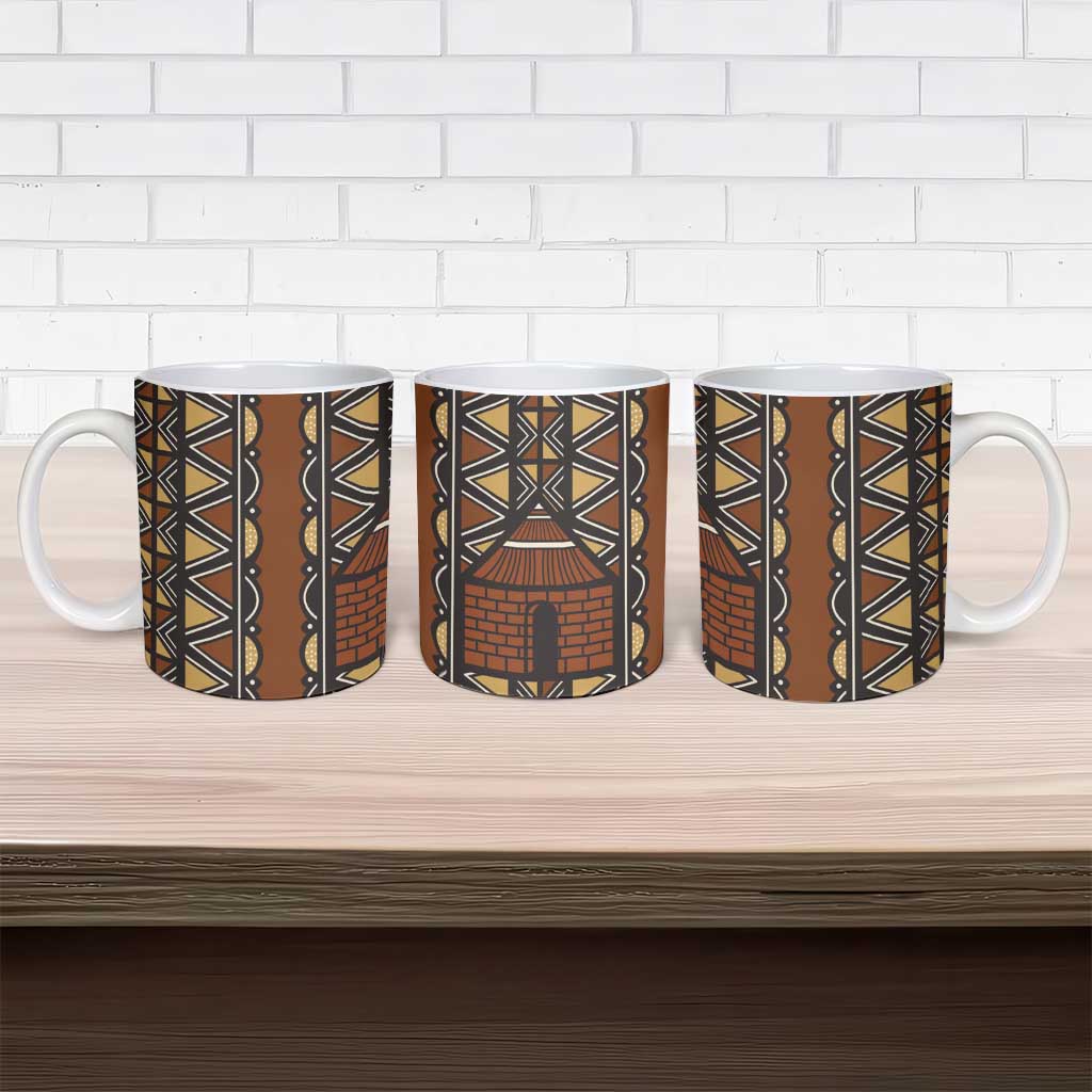 Mali Mud Cloth African Village Ceramic Mug Ethnic Geometry Style - Wonder Print Shop