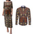 Mali Mud Cloth African Village Couples Matching Puletasi and Long Sleeve Button Shirt Ethnic Geometry Style - Wonder Print Shop