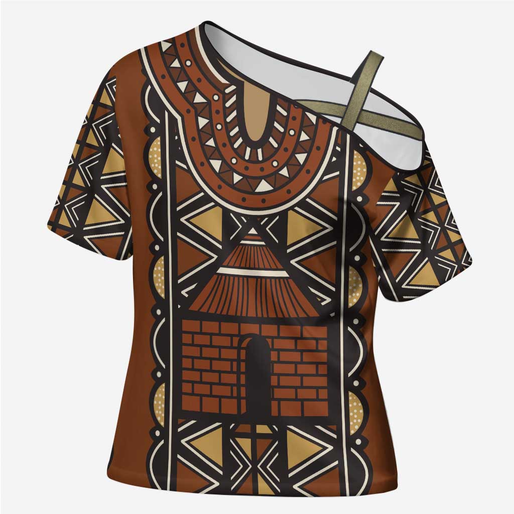 Mali Mud Cloth African Village Cross Shoulder Shirt Ethnic Geometry Style - Wonder Print Shop